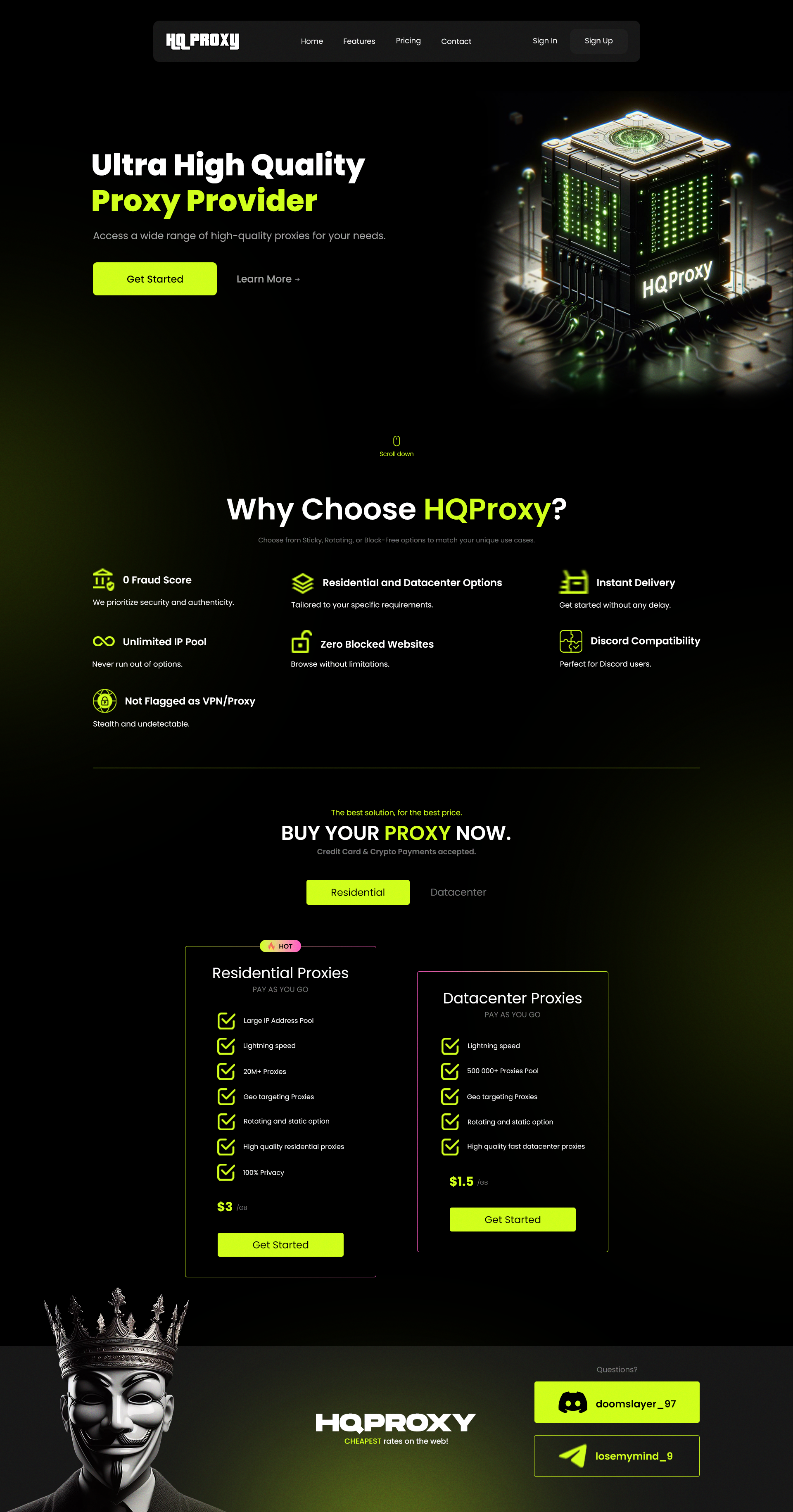 Proxy Service Website UI